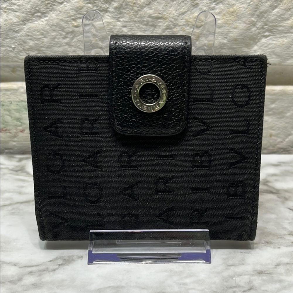 Bvlgari Unisex Wallet Signature Logo Mania Black Silver Authentic In EUC - Picture 2 of 13